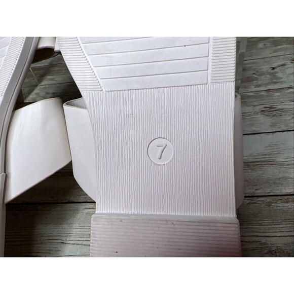 Rachel Zoe Women Sandals 7M Pale Pink/White Open Toe Slip On Block Heel - Picture 12 of 14